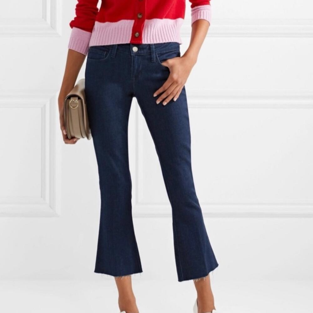 L’Agence Charlie Cropped Flare Low Rise Indigo Dark Wash Jeans 27